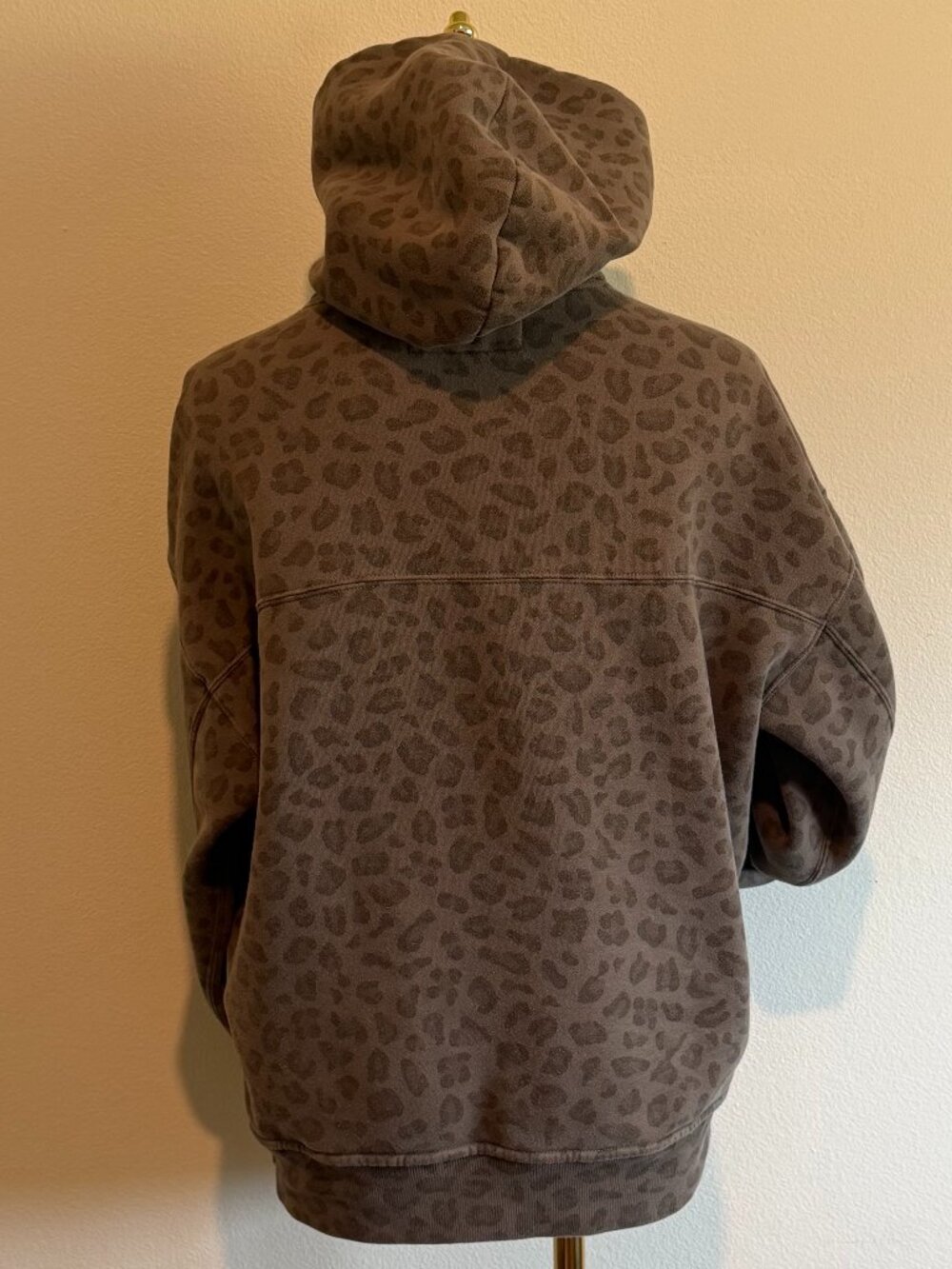 Abercrombie & Fitch Leopard Print Hoodie XS Oversized Popover Brown EUC - Picture 7 of 11